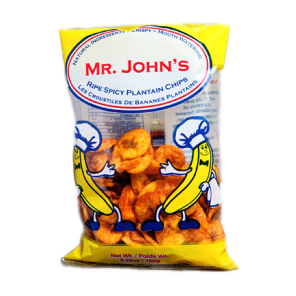 MR. JOHN'S Ripe Spicy Plantain Chips - Chewy & Crunchy - Gluten Free, Natural Ingredients & MSG Free (150gm, 5 Pack) - Collins Global Snack Store