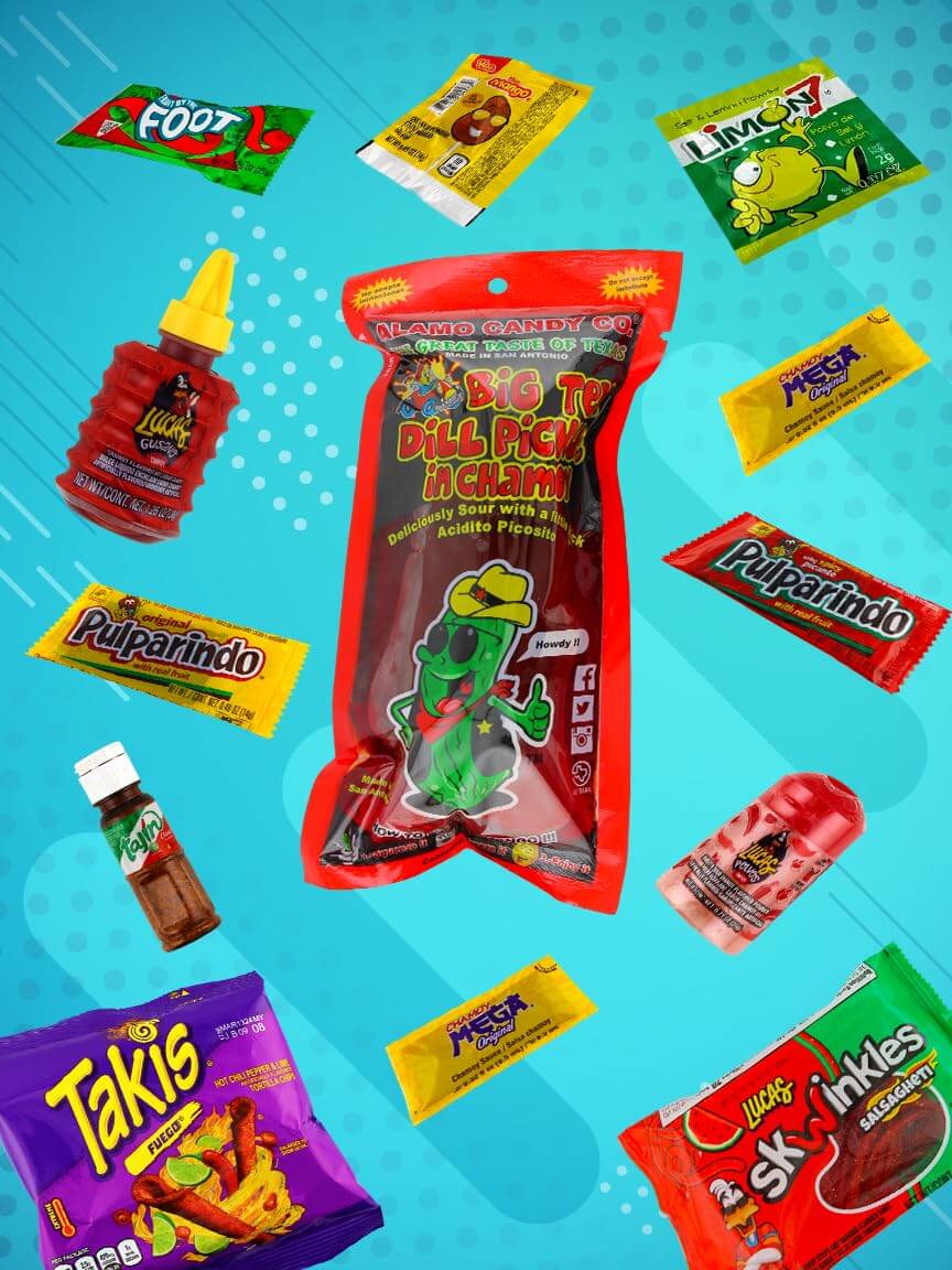 Chamoy Pickle Kit, Mexican Candy Mix Ready to make the Famous TikTok Trend, Includes Original Alamo Dill Pickle, Baby Lucas, Lucas Gusano, Skwinkles Salsaghetti & Pulparindo by LookOn - Collins Global Snack Store