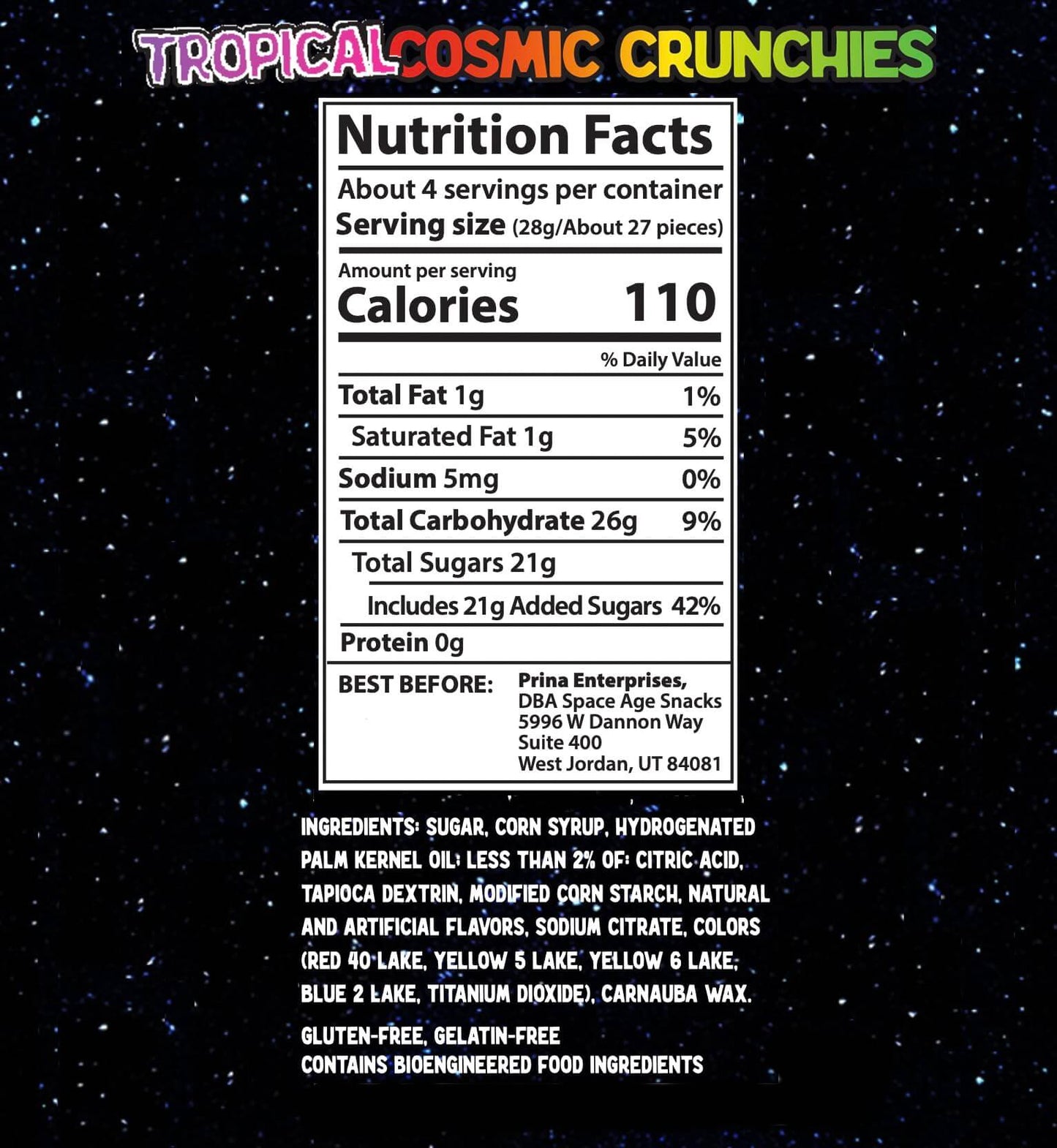 Premium Freeze Dried Candy - 4 Ounce Original Cosmic Crunchies Freeze Dried Candy Shipped in Box for Extra Protection - Space Age Snacks Freeze Dry Crunchies for All Ages - Collins Global Snack Store