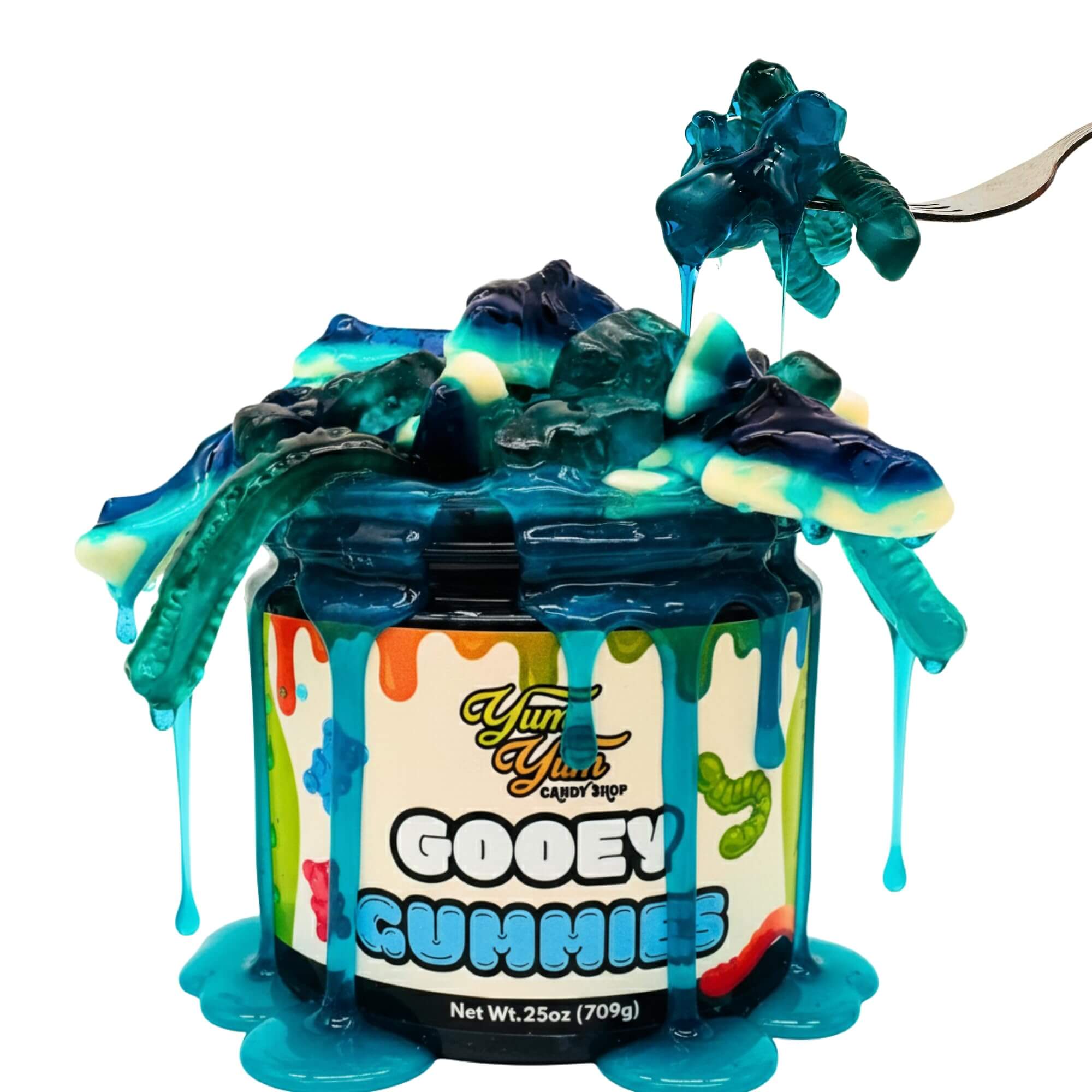 Yum Yum Delights Sour Gooey Gummies in a colorful container, showcasing the irresistible sour wild cherry gummies experience.