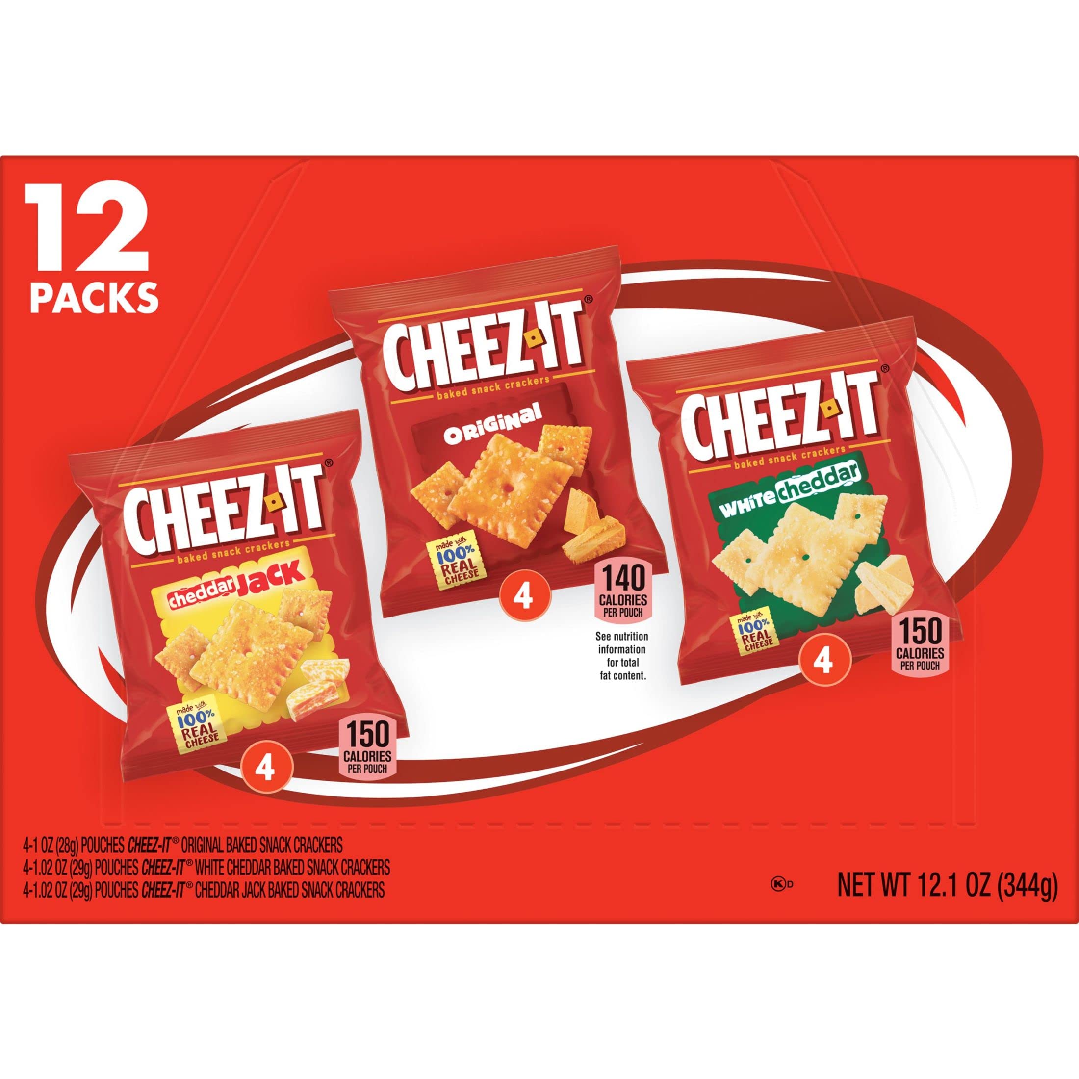 Cheez-It Cheese Crackers, Baked Snack Crackers, Lunch Snacks, Variety Pack, 12.1oz Box (12 Packs) - Collins Global Snack Store