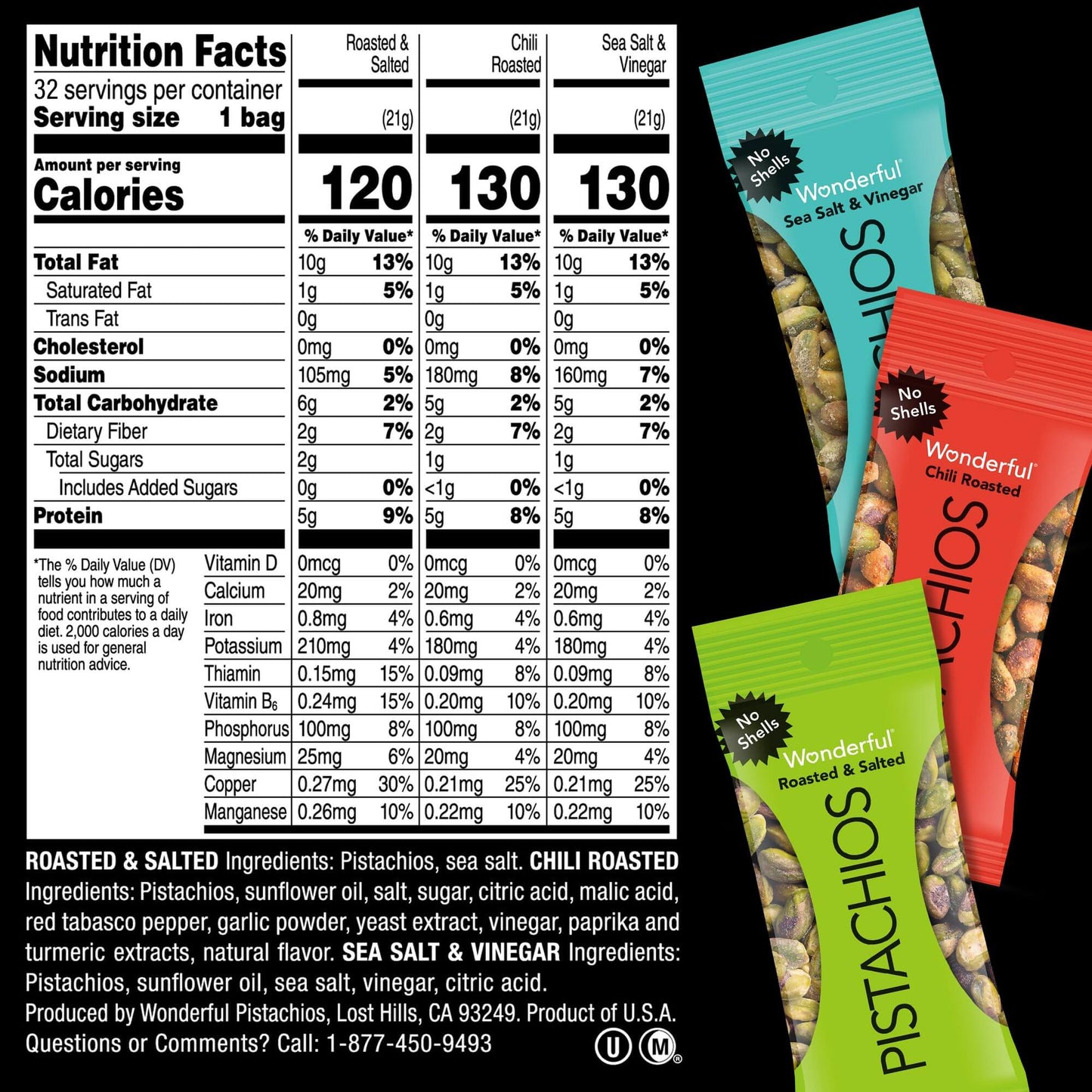 Wonderful Pistachios No Shells - Mixed Variety Pack (9 x 0.75oz)