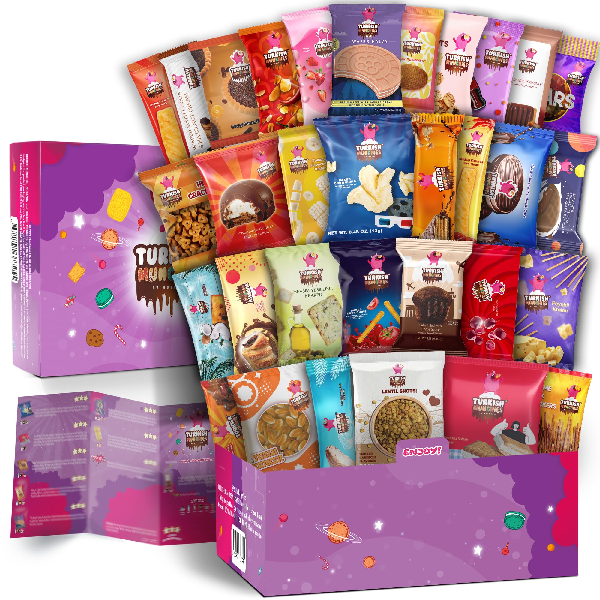 PremiuM Turkish Snack Box Turkish Munchies by Muekzoin Midi International Snack Box | Premium and Exotic Foreign Unique Snack Food Gifts Included | Try Extraordinary Turkish Gourmet Snacks | Candies from Around the World | Fantastic Space Themed Box | 12 Full-Size Snacks - Collins Global Snack Store