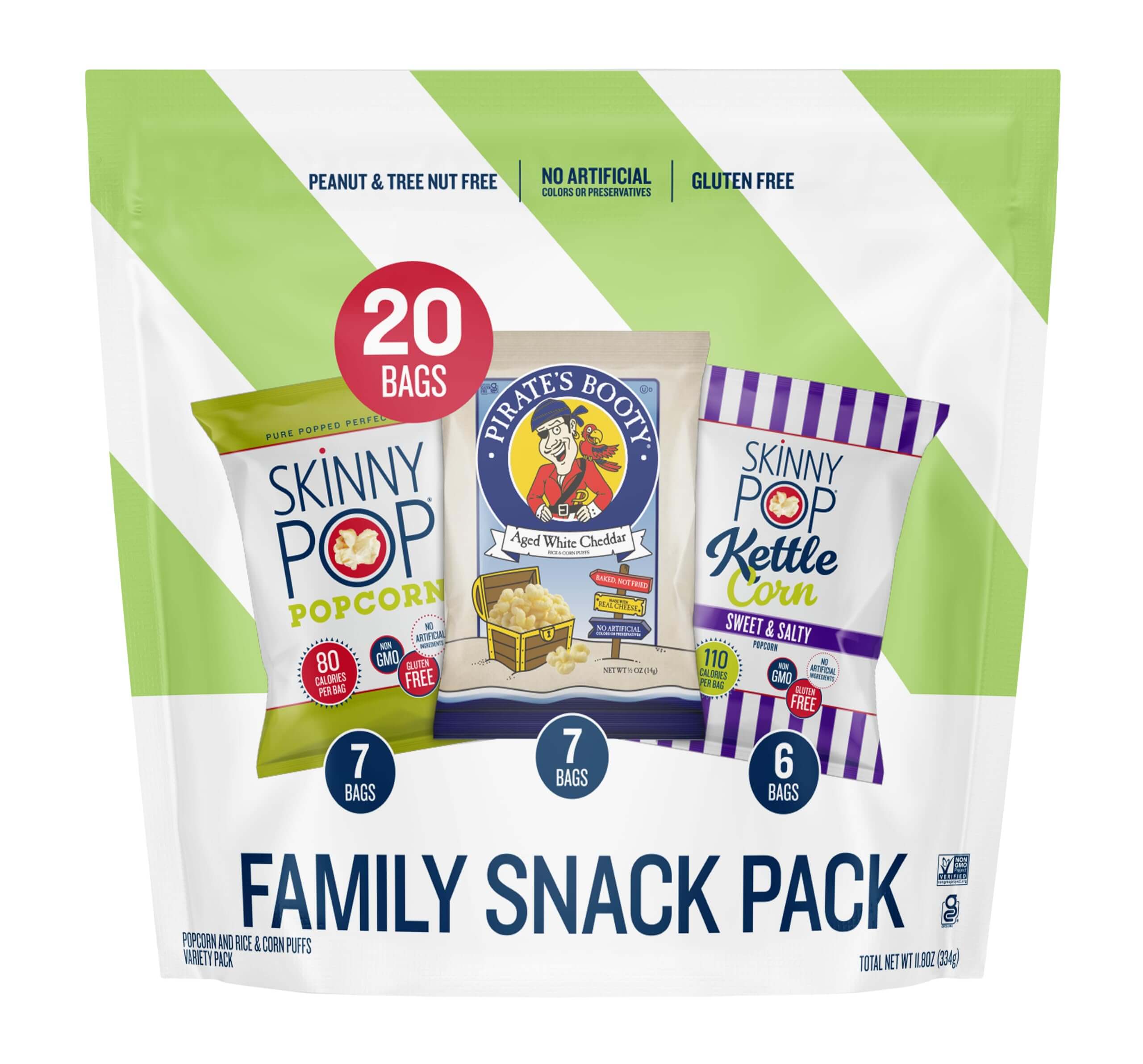 SkinnyPop Family Favorite Variety Pack - Family Snack Pack with assorted popcorn flavors.