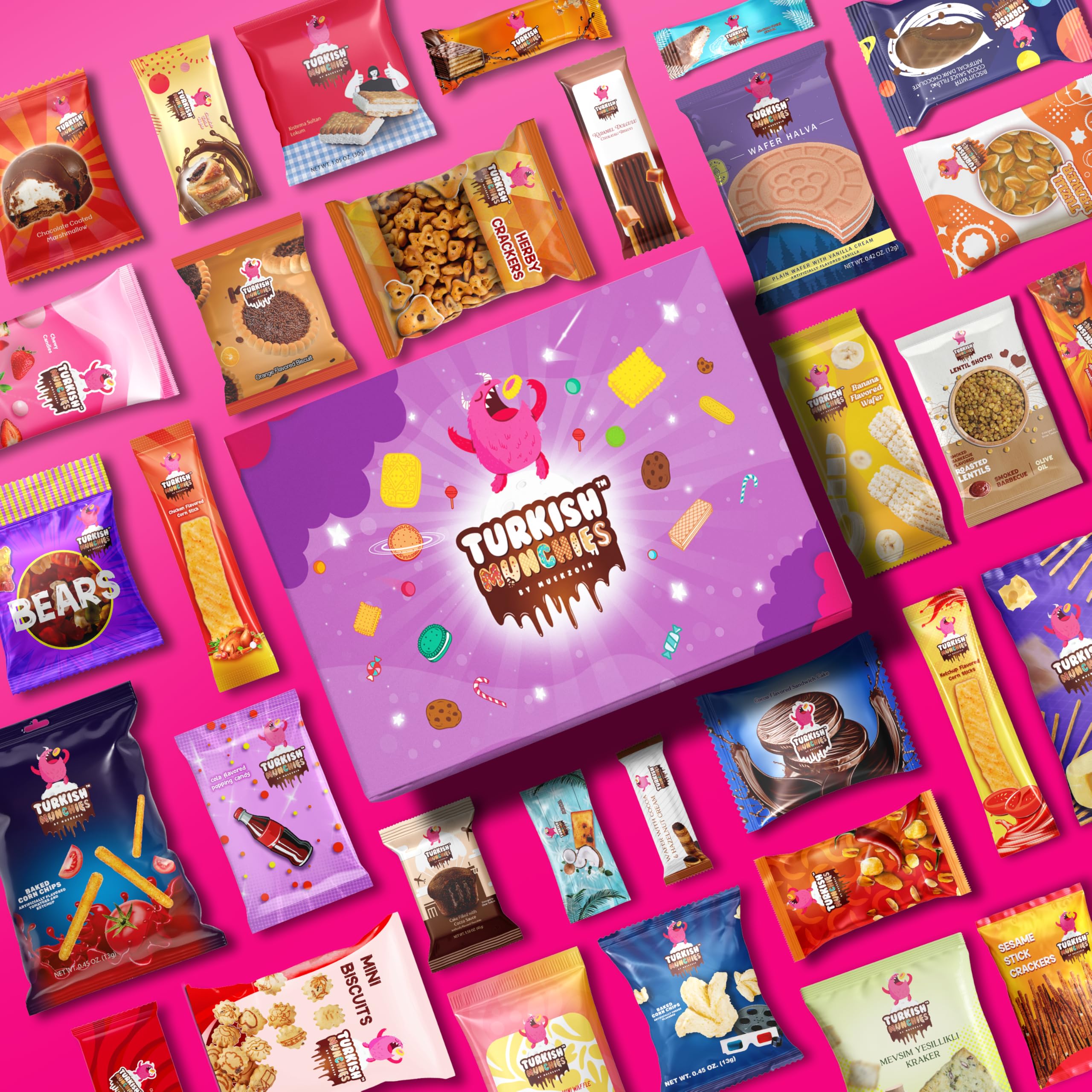 PremiuM Turkish Snack Box Turkish Munchies by Muekzoin Midi International Snack Box | Premium and Exotic Foreign Unique Snack Food Gifts Included | Try Extraordinary Turkish Gourmet Snacks | Candies from Around the World | Fantastic Space Themed Box | 12 Full-Size Snacks - Collins Global Snack Store