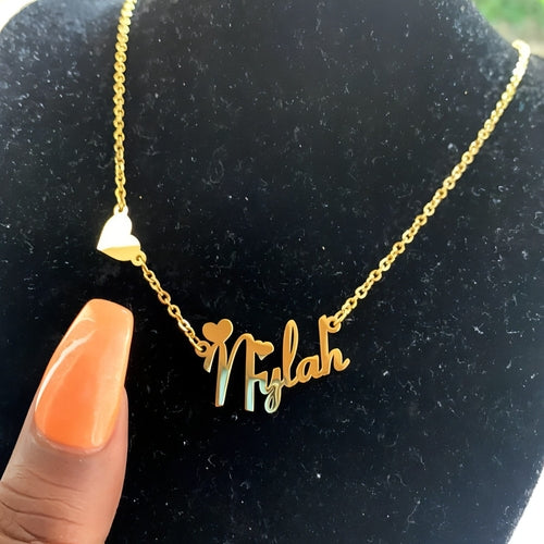Custom Name Necklace With Heart &amp; Butterfly – Personalized Gift