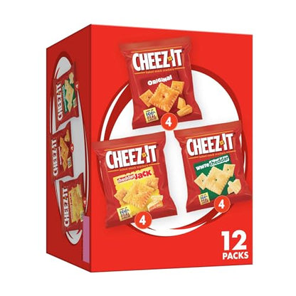 Cheez-It Cheese Crackers, Baked Snack Crackers, Lunch Snacks, Variety Pack, 12.1oz Box (12 Packs) - Collins Global Snack Store