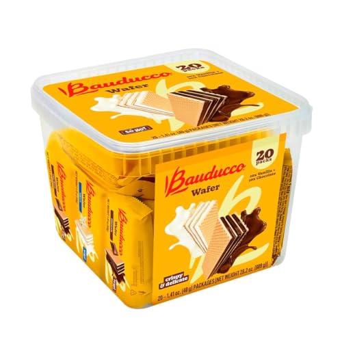 Bauducco Chocolate & Vanilla Wafer Cookies - Convenient Single Serve Wafer Cookies With 3 Layers of Cream - Delicious Sweet Snack on the go or Dessert 28.2oz (Pack of 20) - Collins Global Snack Store