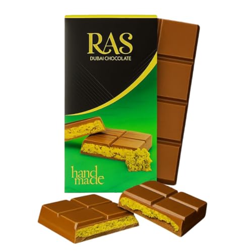 Dubai RAS Chocolate Bar – Rich chocolate bar with creamy filling, elegantly packaged for a luxurious experience.