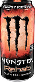 Monster Rehab Peach Tea + Energy, Energy Iced Tea, 15.5 Ounce (Pack of 24) - Collins Global Snack Store