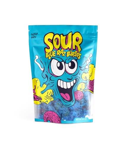 Sourboy Blue Raspberry Gushers – Sour Candy Coated, TikTok Viral Snack – Extreme Sour Blue Raz Flavor – 3.5 oz Resealable Bag – Sour Candy for Teens, Kids & Candy Lovers - Collins Global Snack Store