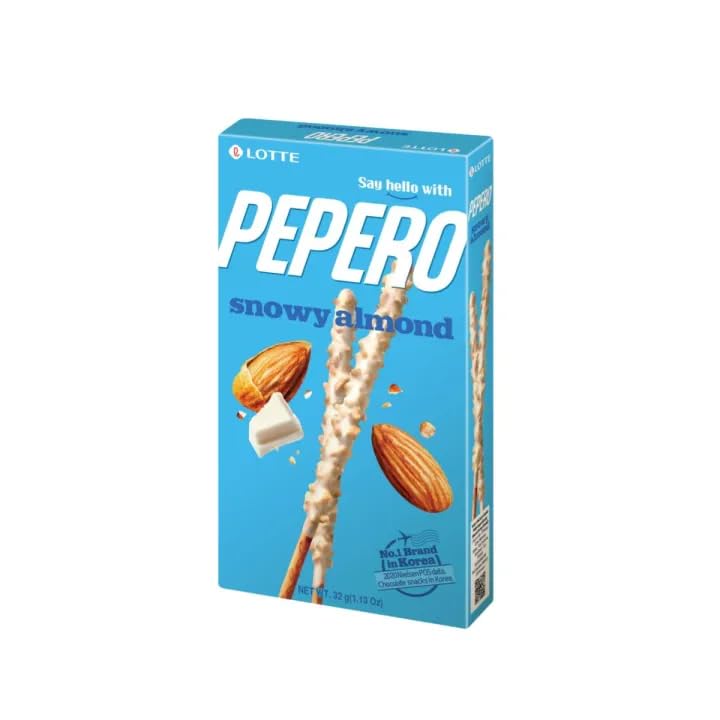 Viral Hot Korean Pepero Variety Pack (7 Flavors) – Almond, Strawberry, White Cookie, Choco Cookie, Snowy Almond, Original & Crunchy – Korean Biscuit Sticks Snack Set
