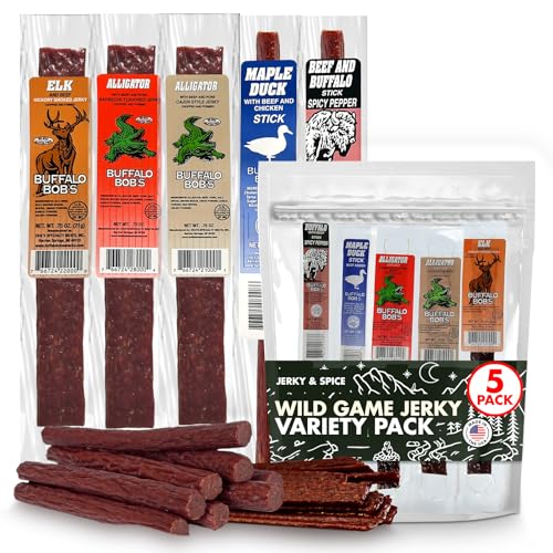 Wild Game Meat Snacks (5 Pack) Exotic Variety Assortment Sampler, HIgh Protein, Gift for Men/Dad, Stocking Stuffer, Adventure Enthusiast, Unique Snacks - Collins Global Snack Store
