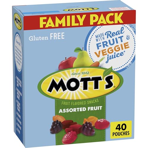 Mott's Fruit Flavored Snacks, Assorted Fruit, Gluten Free Snack, Family Pack, 40 Ct, 32 oz - Collins Global Snack Store