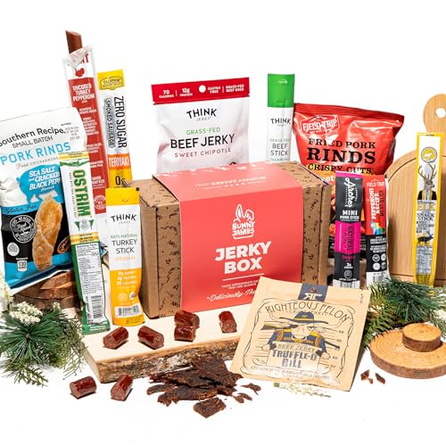 Beef Jerky Gift Basket For Men - Exotic Jerky Variety Pack, Delicious Protein-Packed Snack Box for Dad, Husband - Birthday, Holiday Food Treats for Adults - Unique Food Gifts for Men Who Want Nothing - Collins Global Snack Store