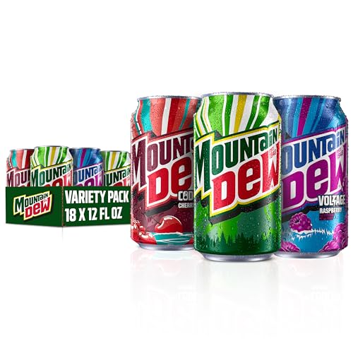 Mountain Dew 3 Flavor Core Variety Pack (Dew, Code Red, Voltage), 12 Fl Oz (Pack of 18) - Collins Global Snack Store