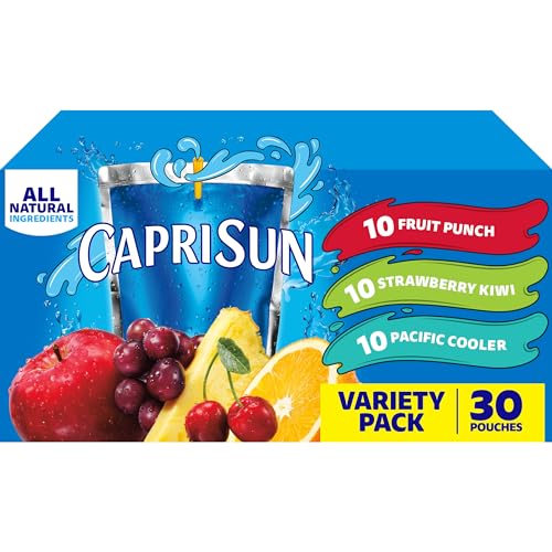 Capri Sun Fruit Punch, Strawberry Kiwi and Pacific Cooler Flavored Juice Drink Blend Variety Pack, 30 ct Box, 6 fl oz Pouches - Collins Global Snack Store