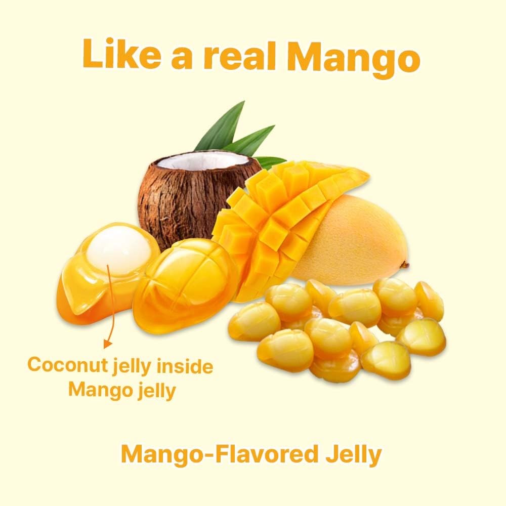 Korean Fruit Jelly Candy – Assorted Chewy Gummy Snacks – 5 Fruity Flavors (Grape, Plum, Lychee, Kiwi, Mango) – Individually Wrapped – Perfect for Kids & Adults – 알맹이젤리 (5 Flavor Mix–2.4oz(67g) × 5pack) - Collins Global Snack Store