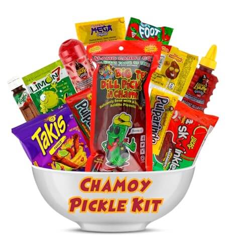 Chamoy Pickle Kit, Mexican Candy Mix Ready to make the Famous TikTok Trend, Includes Original Alamo Dill Pickle, Baby Lucas, Lucas Gusano, Skwinkles Salsaghetti &amp; Pulparindo by LookOn - Collins Global Snack Store