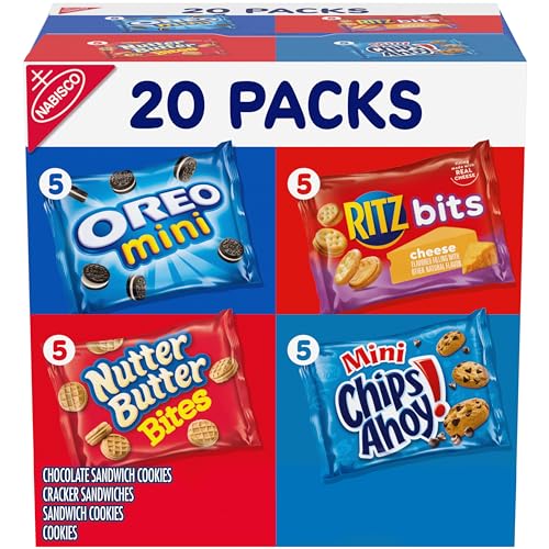 Nabisco Classic Mix Variety Pack, OREO Mini, CHIPS AHOY! Mini, Nutter Butter Bites, RITZ Bits Cheese, School Snacks, 20 - 1 oz Snack Packs - Collins Global Snack Store