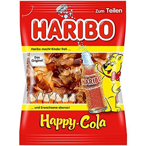 German Gummy Candy 5LB bag featuring Haribo Happy-Cola gummies with cola flavor and fun packaging.