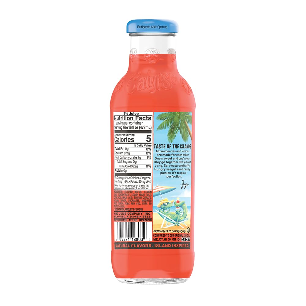 Calypso Lemonades | Made with Real Fruit and Natural Flavors | Original Lemonade, 16 Fl Oz (Pack of 12) - Collins Global Snack Store