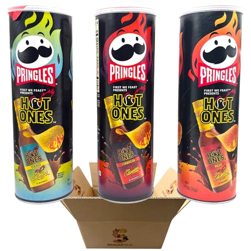 Viral and trending Spicy Potato Chips Variety Pack In SNACKIFYME Gift Box - Verde, Barbacoa, Rojo, 3 x 5.5 Ounce, Hot Spicy Flavor, Assortment Bulk Snacks for Parties. one chip challenge