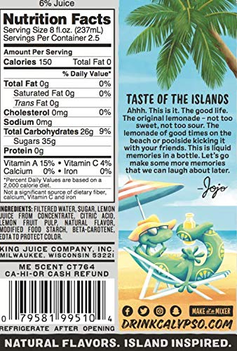 Calypso Lemonades | Made with Real Fruit and Natural Flavors | Original Lemonade, 16 Fl Oz (Pack of 12) - Collins Global Snack Store