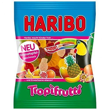 German Gummy Candy 5LB - HARIBO Tropifrutti assorted fruit-flavored gummy candy bag.