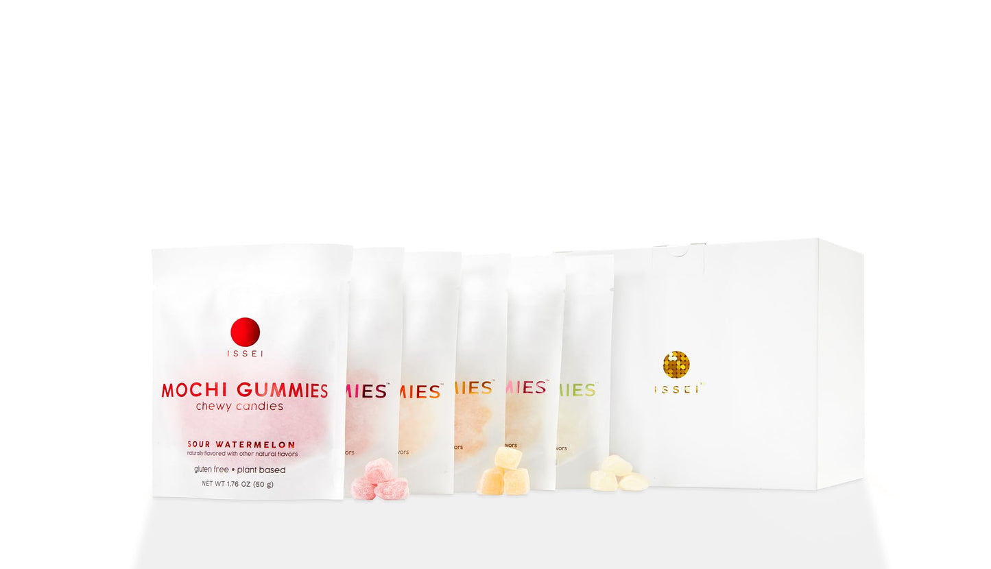 ISSEI Mochi Gummies Chewy Candy | Soft & Chewy | Award Winning | Gelatin-Free, Non-GMO, Kosher | Delicious Snack | 1.76 Oz (6 Pack, Rainbow Variety) - Collins Global Snack Store