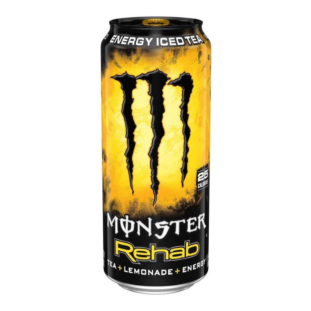 Monster Rehab Peach Tea + Energy, Energy Iced Tea, 15.5 Ounce (Pack of 24) - Collins Global Snack Store