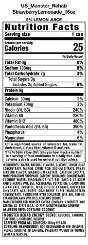 Monster Rehab Peach Tea + Energy, Energy Iced Tea, 15.5 Ounce (Pack of 24) - Collins Global Snack Store