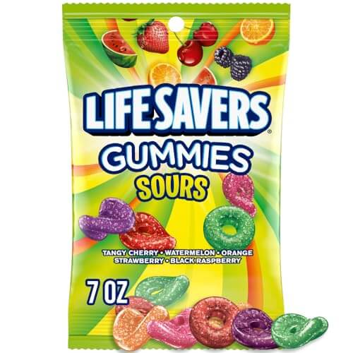 Life Savers Sours Gummies Candy Bag, 7 ounce (Pack of 1) - Collins Global Snack Store