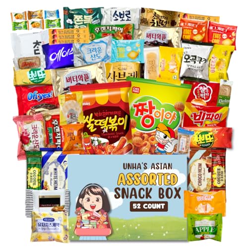 Korean snack box variety pack, 50 count individually wrapped, care package sampler with candy, cookies, chips, and treats, gift bundle for kids, students, adults, and snack lovers - Collins Global Snack Store