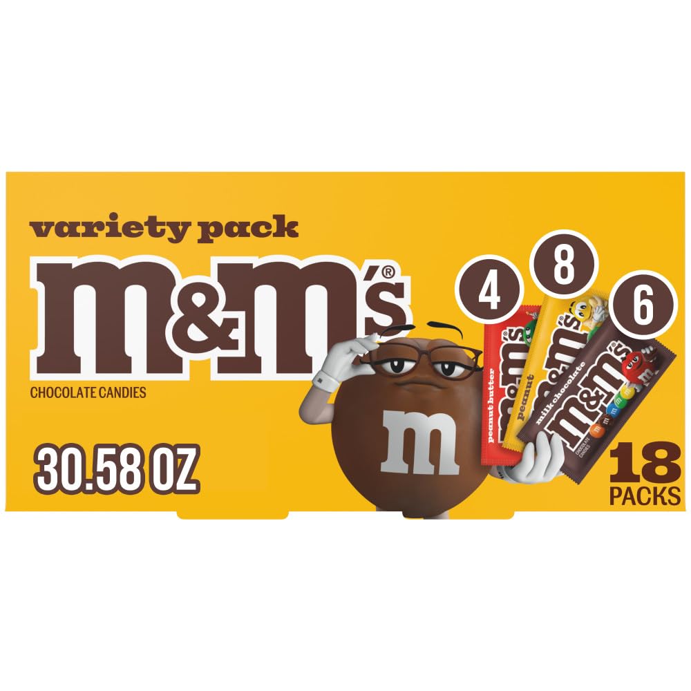 Mars M&M'S Peanut, M&M'S Caramel, SNICKERS Original, SNICKERS Peanut Butter Squared, TWIX Original and TWIX Cookie Dough Variety Pack Full Size Individually Wrapped Milk Chocolate Candy Bars, 18 Ct - Collins Global Snack Store