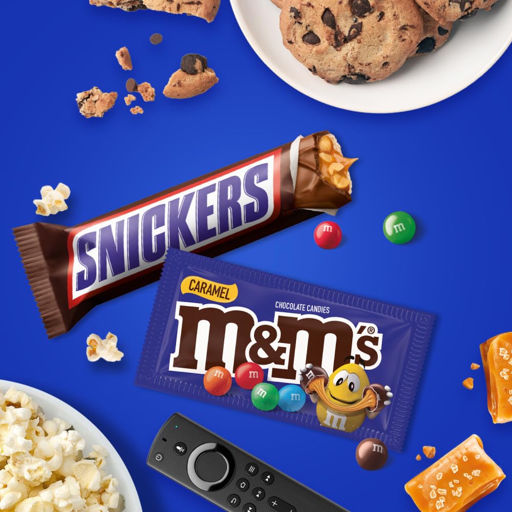 Mars M&M'S Peanut, M&M'S Caramel, SNICKERS Original, SNICKERS Peanut Butter Squared, TWIX Original and TWIX Cookie Dough Variety Pack Full Size Individually Wrapped Milk Chocolate Candy Bars, 18 Ct - Collins Global Snack Store