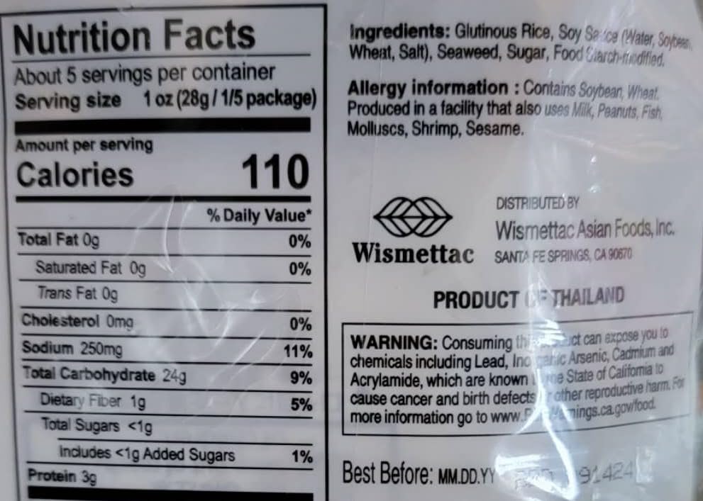 Shirakiku Japanese Nori Maki Arare Rice Crackers with | Glutinous Rice, Soy Sauce, Wheat, and Seaweed | Crispy and Savory Cracker Snacks, Seaweed Flavor, 5 Oz - Collins Global Snack Store