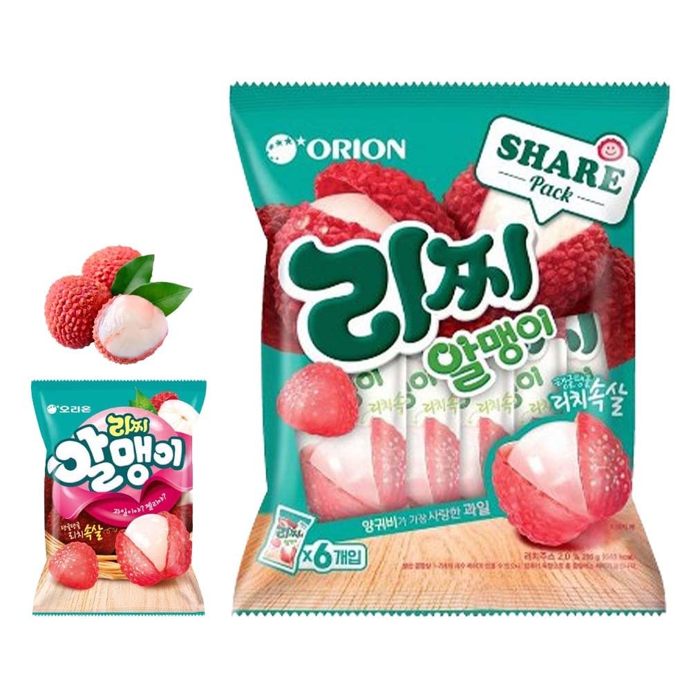 Korean Fruit Jelly Candy – Assorted Chewy Gummy Snacks – 5 Fruity Flavors (Grape, Plum, Lychee, Kiwi, Mango) – Individually Wrapped – Perfect for Kids & Adults – 알맹이젤리 (5 Flavor Mix–2.4oz(67g) × 5pack) - Collins Global Snack Store