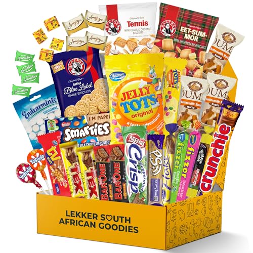 Viral South African Snack Box Treats from Home South African Snacks Food Box | Authentic African Candies, Chocolate Bars, &amp; Treats | Perfect Christmas Gifts Includes Ouma Rusks, Smarties, &amp; More | Best South African Products Care Package for Gifting &amp; Sharing - 36 Units - Collins Global Snack Store