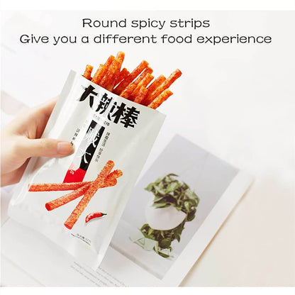 Chinese Spicy Latiao Gluten Strips in packaging featuring round spicy strips for a unique snacking experience.