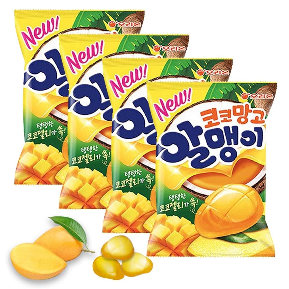 Korean Fruit Jelly Candy – Assorted Chewy Gummy Snacks – 5 Fruity Flavors (Grape, Plum, Lychee, Kiwi, Mango) – Individually Wrapped – Perfect for Kids & Adults – 알맹이젤리 (5 Flavor Mix–2.4oz(67g) × 5pack) - Collins Global Snack Store