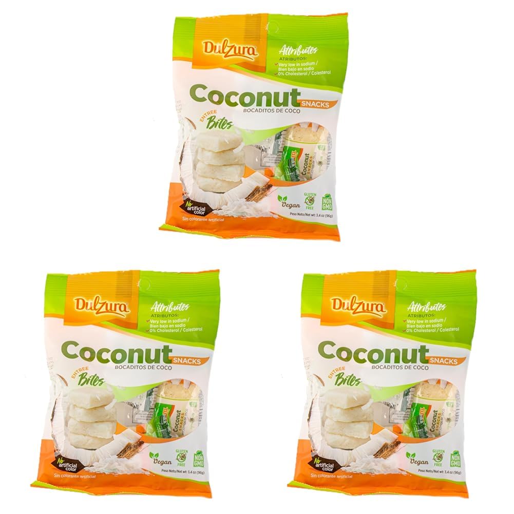 Dulzura Coconut Snacks - Light and Flaky Coconut Treats - 3.4 oz (Pack of 1) - Collins Global Snack Store
