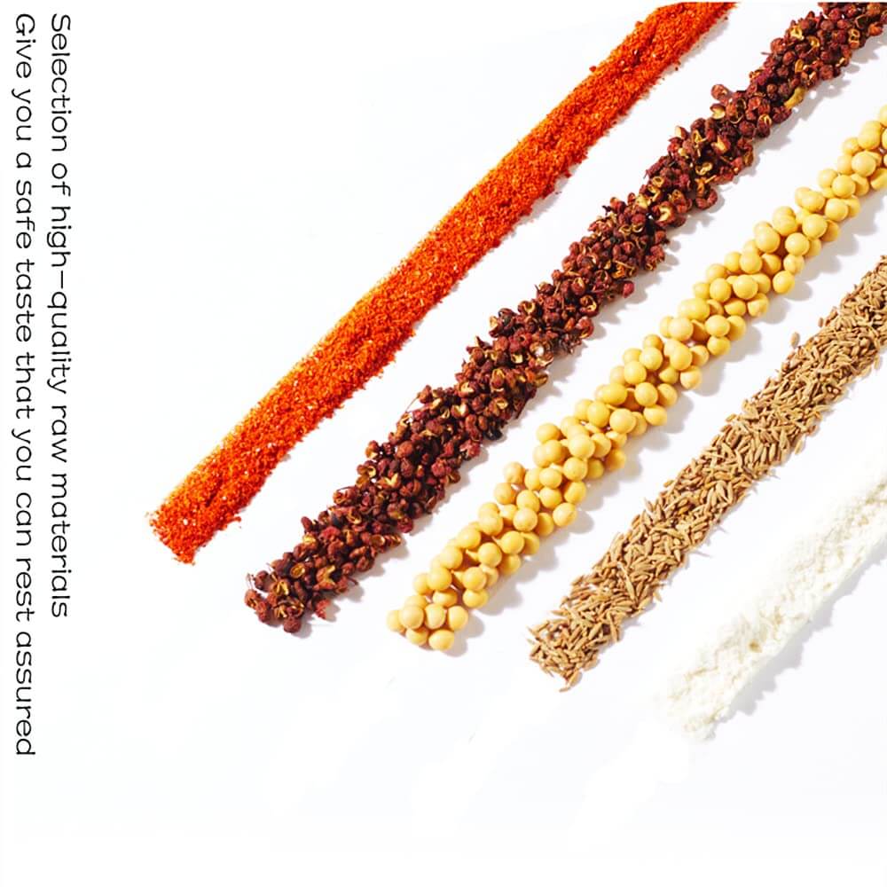 Selection of high-quality raw materials for Chinese Spicy Latiao Gluten Strips spices and ingredients.