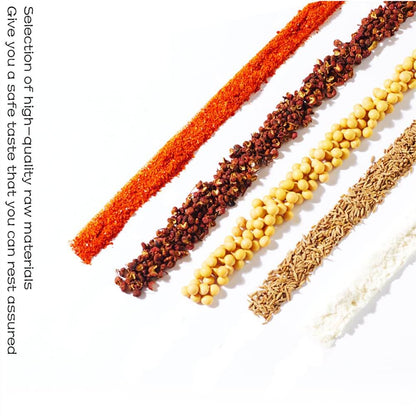 Selection of high-quality raw materials for Chinese Spicy Latiao Gluten Strips spices and ingredients.