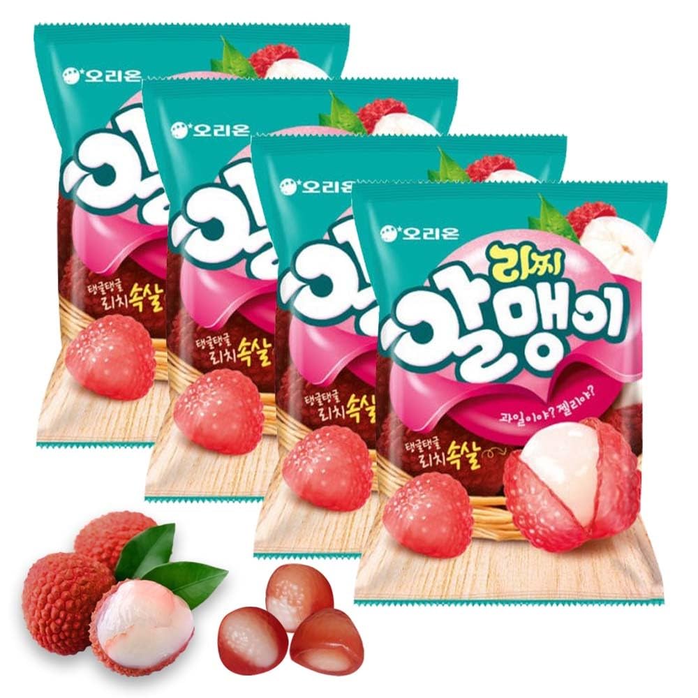 Korean Fruit Jelly Candy – Assorted Chewy Gummy Snacks – 5 Fruity Flavors (Grape, Plum, Lychee, Kiwi, Mango) – Individually Wrapped – Perfect for Kids & Adults – 알맹이젤리 (5 Flavor Mix–2.4oz(67g) × 5pack) - Collins Global Snack Store