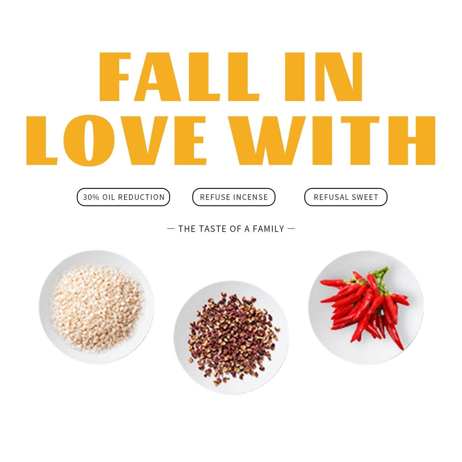 Ingredients for Chinese Spicy Latiao Gluten Strips featuring sesame seeds, spices, and chili peppers.