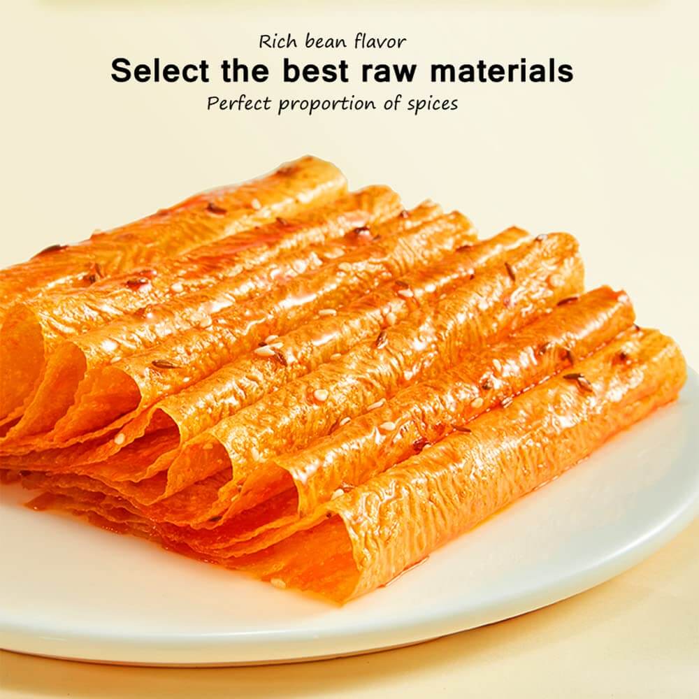 Chinese Spicy Latiao Gluten Strips with rich bean flavor and perfect spice proportions on a plate.