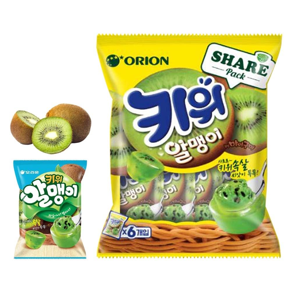 Korean Fruit Jelly Candy – Assorted Chewy Gummy Snacks – 5 Fruity Flavors (Grape, Plum, Lychee, Kiwi, Mango) – Individually Wrapped – Perfect for Kids & Adults – 알맹이젤리 (5 Flavor Mix–2.4oz(67g) × 5pack) - Collins Global Snack Store