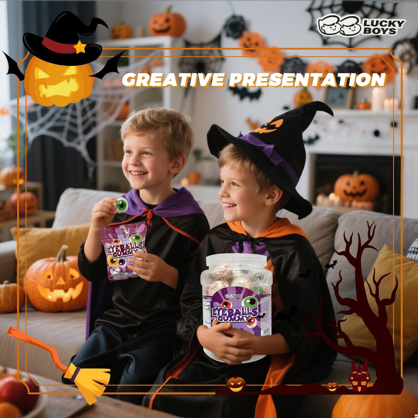 Lucky Boys Eyeball Gummy Candy - 30 Pieces with Fruity Liquid Center | Halloween Party Treat