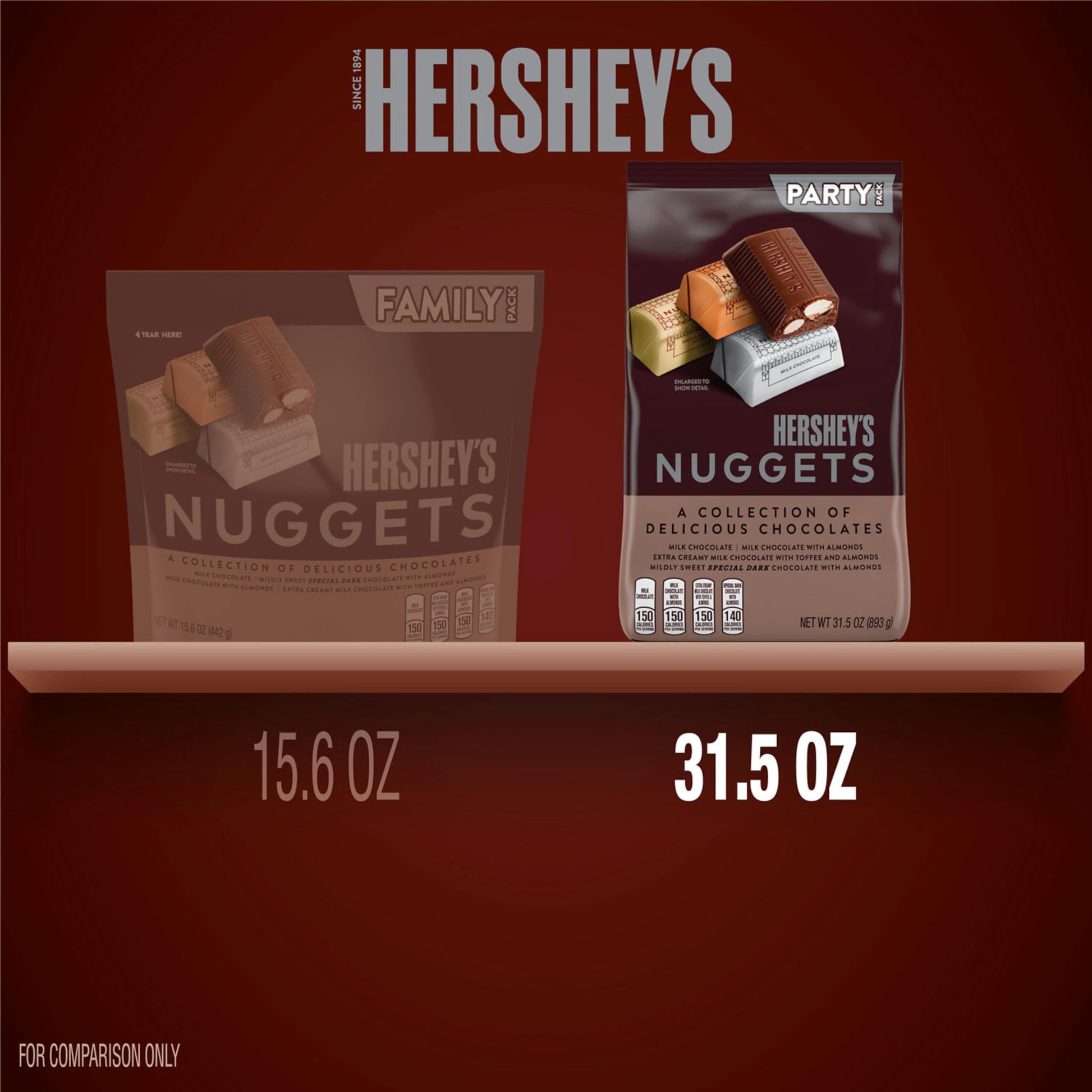 HERSHEY'S NUGGETS Assorted Chocolate Candy Party Pack, Halloween Candy, 31.5 oz - Collins Global Snack Store